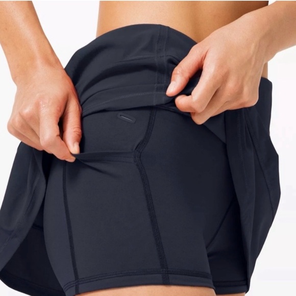 Lululemon Pace Rival Mid-Rise Tennis Skirt Pockets Navy Blue Size 6 - Picture 3 of 11